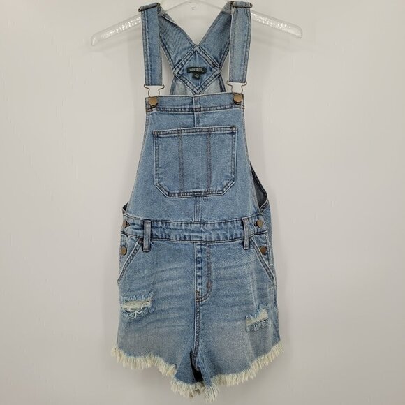 Wild Fable Distressed Short Jean Overalls - Picture 2 of 9